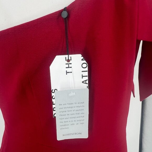 Dress The Population Tiffany One-Shoulder Midi Dress Garnet Red Size XL NWT - Picture 15 of 16